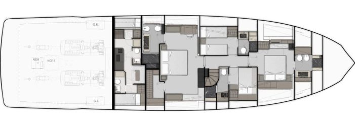 ferretti yacht infynito 90 layout lowerdeck exclusive yacht broker indonesia